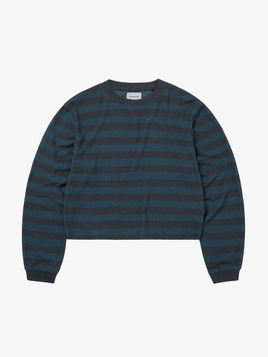 Image of Others. Productname: THISISNEVERTHAT Mesh Striped W Crewneck in Dark Brown colour by brand - THISISNEVERTHAT