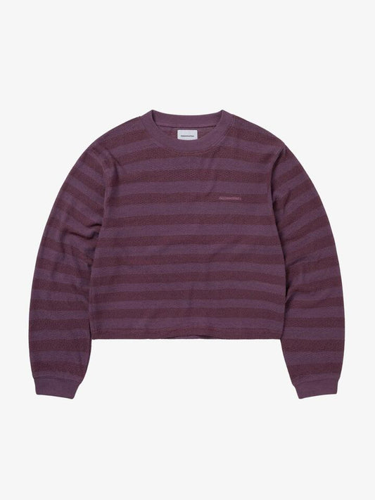 Image of Others. Productname: THISISNEVERTHAT Mesh Striped W Crewneck in Dried Rose colour by brand - THISISNEVERTHAT