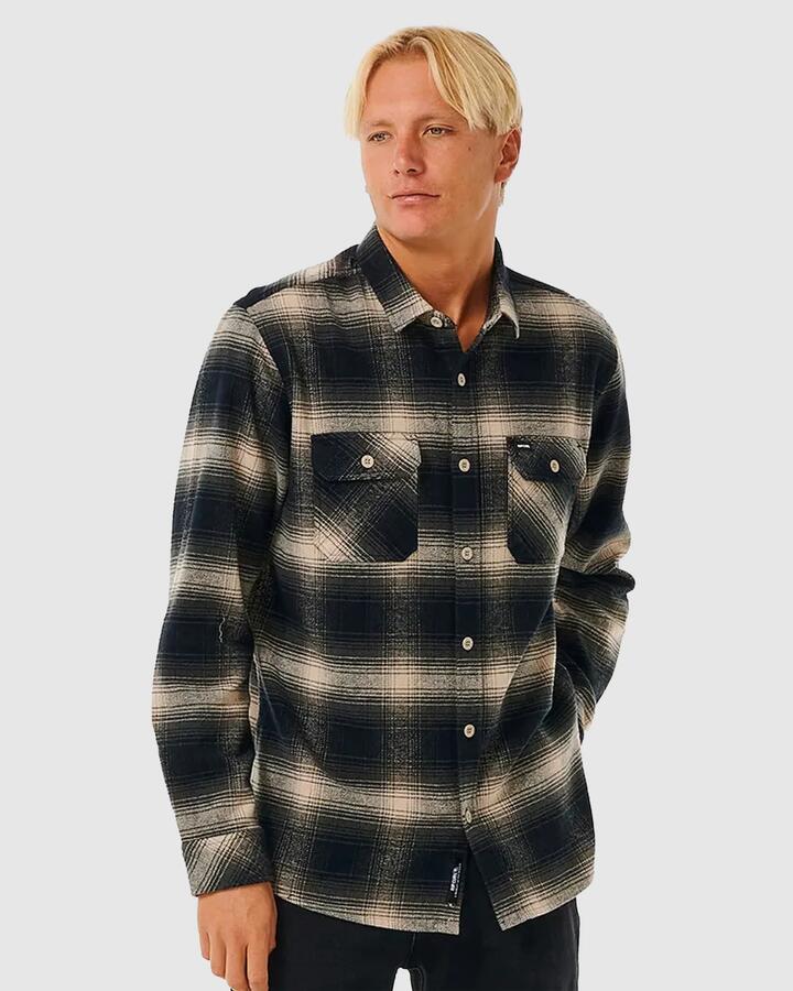 Image of Shirts. Product name - Rip Curl Mens Count Flannel Shirt Taupe in Taupe colour by brand - Rip Curl
