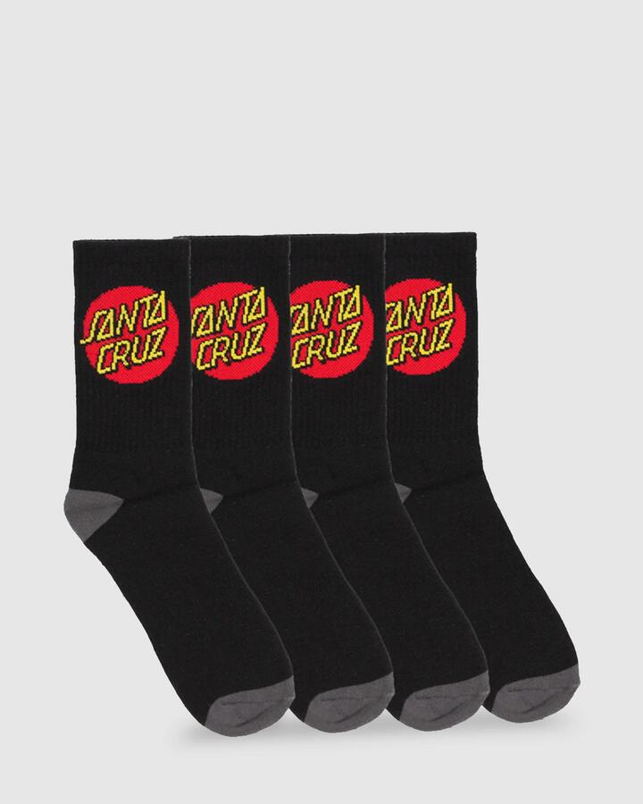 Image of Socks. Product name - Santa Cruz Boys 8-16 Classic Dot Crew Socks Black in Black colour by brand - Santa Cruz