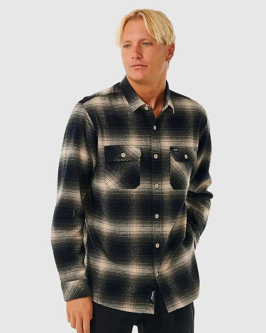 Image of Shirts. Product name - Rip Curl Mens Count Flannel Shirt Taupe in Taupe colour by brand - Rip Curl