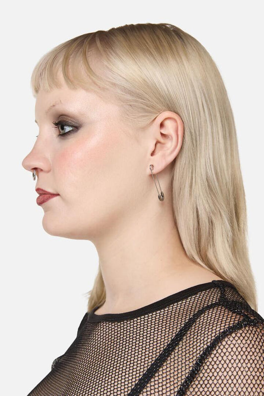 Image of Earrings. Productname: Safety Pin Earrings in Silver colour by brand - Black Friday