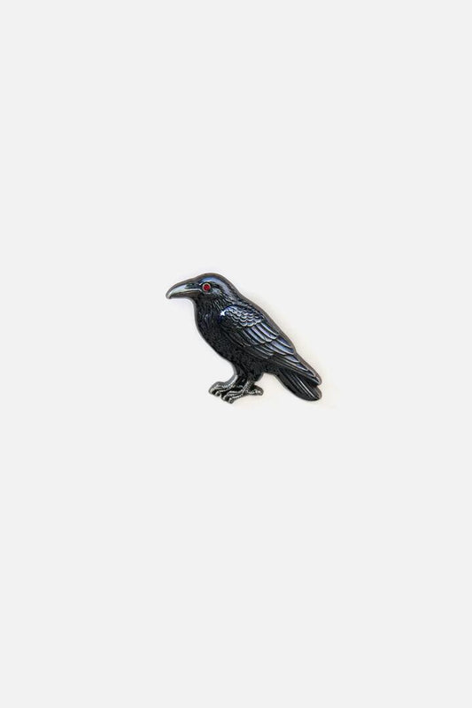 Image of Jewelry. Productname: Red Eye Raven Pin in Gunmetal colour by brand - Black Friday