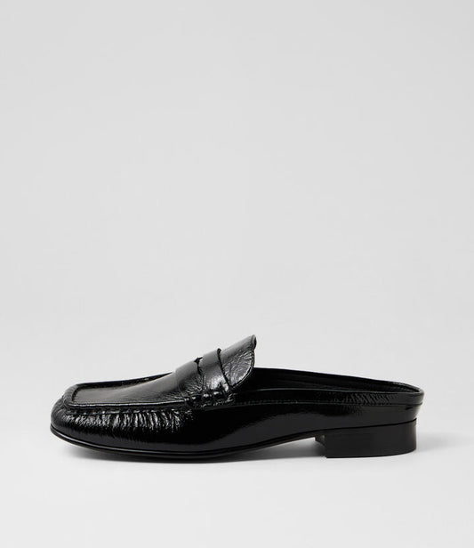 Image of Flats. Product name - Asteff Black Leather Loafers in Black colour by brand - MOLLINI
