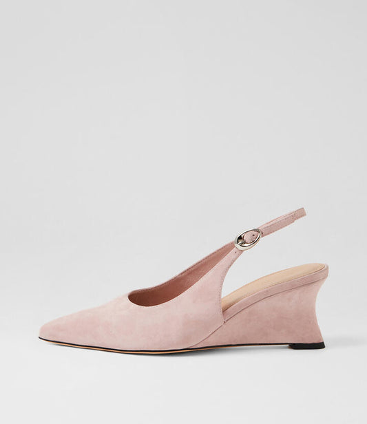 Image of Boots. Product name - Celein Pale Pink Suede Wedges in Pale Pink colour by brand - MOLLINI