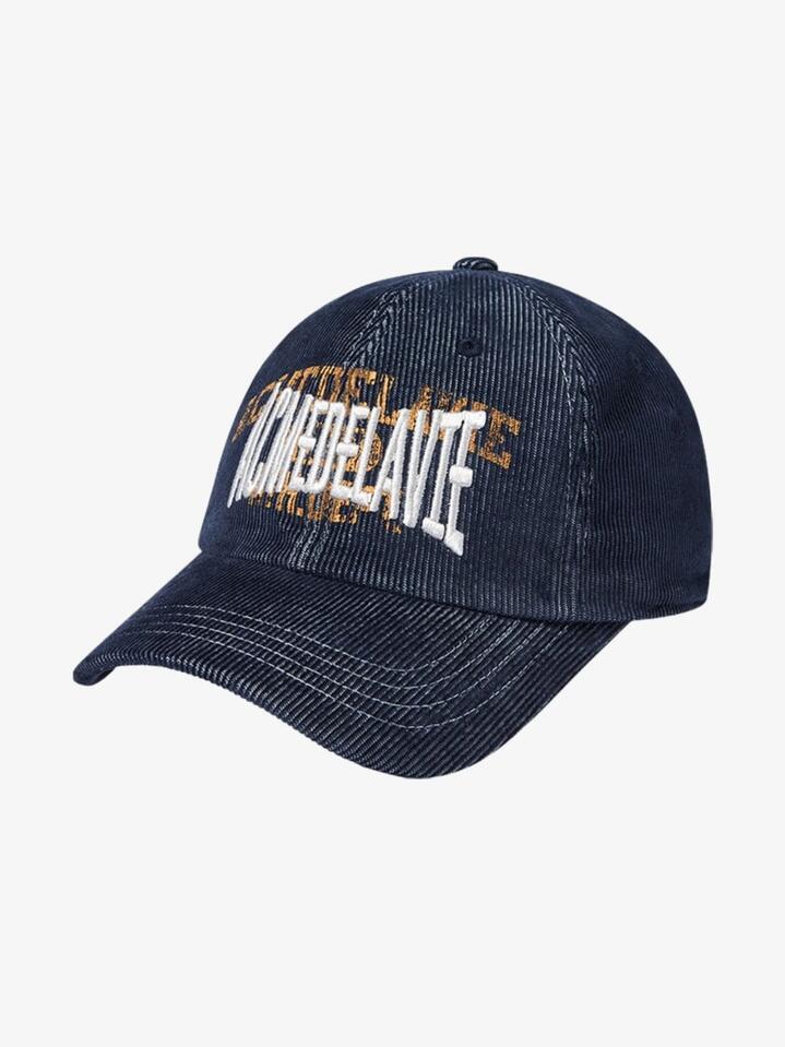 Image of Accessories. Productname: ADLV Corduroy Stitch Point Ballcap ONE SIZE Navy in Navy colour by brand - ADLV