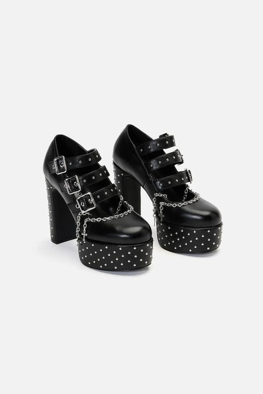 Image of Jewelry. Productname: Chain Cross Studded Mary Janes in Black colour by brand - Black Friday