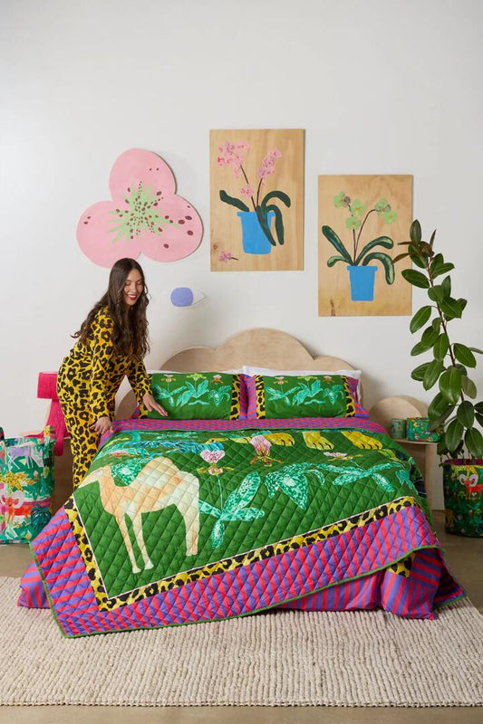 Image of Decor. Product name - Orchid Safari Quilted Coverlet S/D in Print colour by brand - Gorman