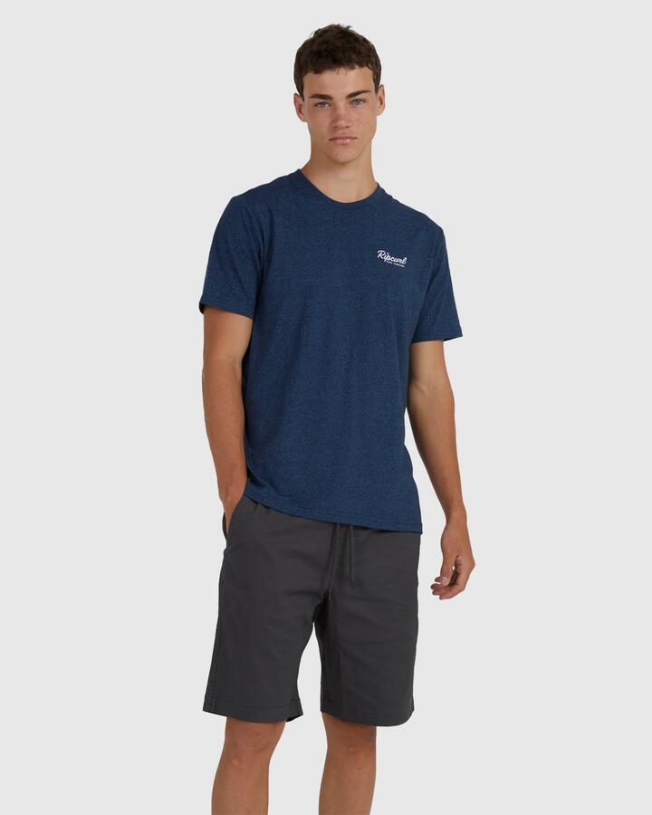 Image of T-Shirts. Product name - Rip Curl Mens Easy Embroided T-Shirt Navy Marle in Navy Marle colour by brand - Rip Curl
