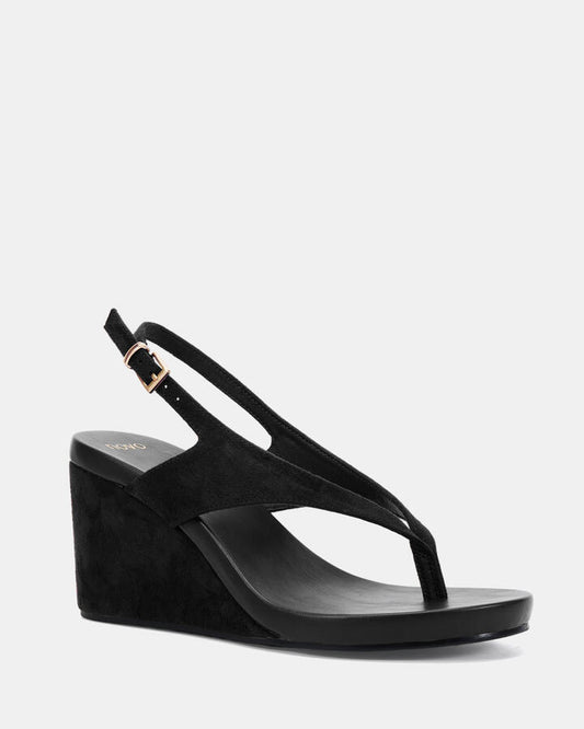 Image of Boots. Product name - Young Black Vegan Wedges in Black colour by brand - Novo