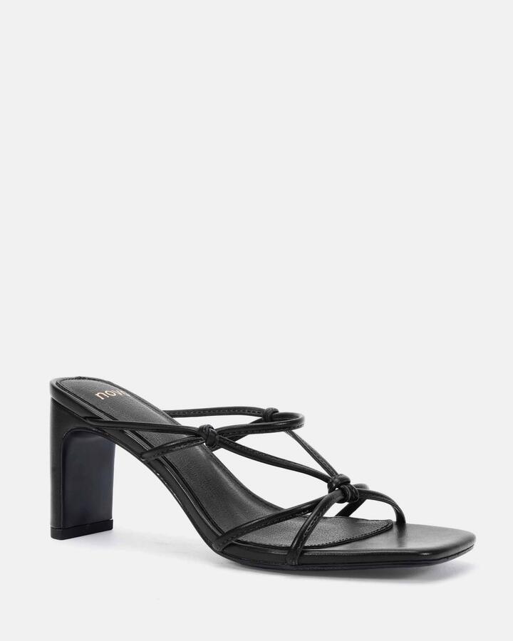 Image of Heels. Product name - Macie Black Vegan Heels in Black colour by brand - Novo