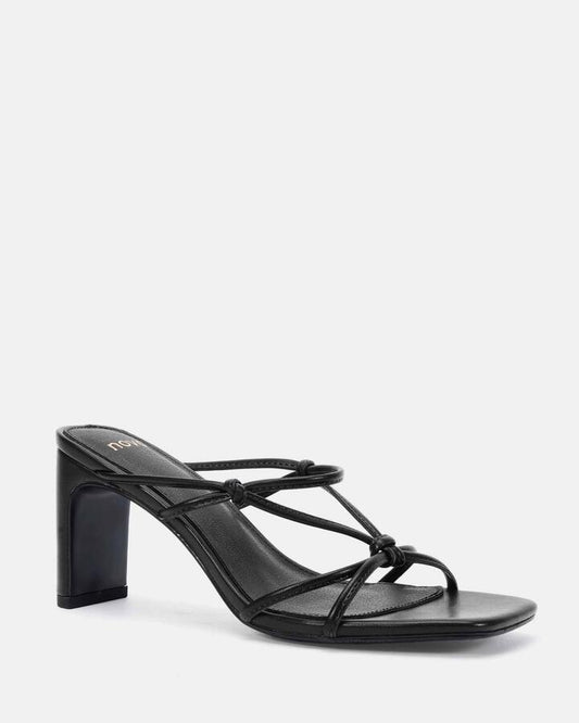 Image of Heels. Product name - Macie Black Vegan Heels in Black colour by brand - Novo