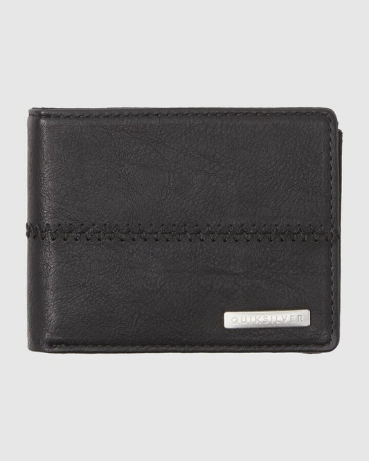 Image of Wallets & Money Clips. Product name - Quiksilver Mens Stitchy 3 Tri Fold Wallet Black Black in Black Black colour by brand - Quiksilver