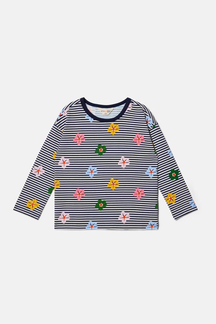 Image of T-Shirts. Product name - Spotty Floral Stripe Kids T-Shirt in Multi colour by brand - Gorman