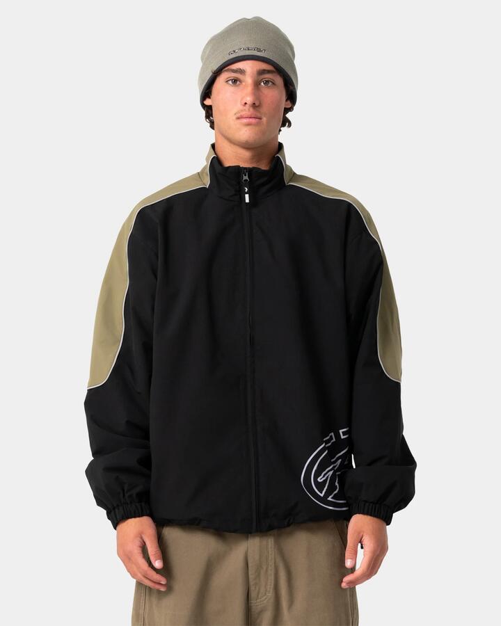 Image of Coats & Jackets. Product name - Rusty Mens Frontline Track Jacket Black in Black colour by brand - Rusty