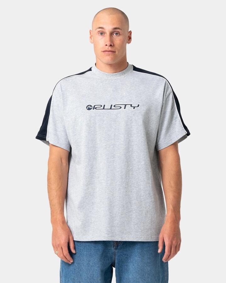 Image of T-Shirts. Product name - Rusty Mens Alonso 3.0 T-Shirt Grey Marle in Grey Marle colour by brand - Rusty