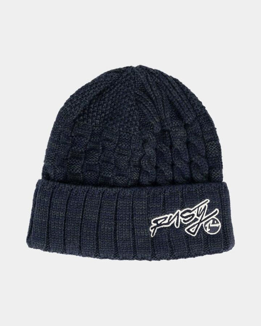 Image of Hats. Product name - Rusty Ice Wave Beanie Navy in Navy colour by brand - Rusty