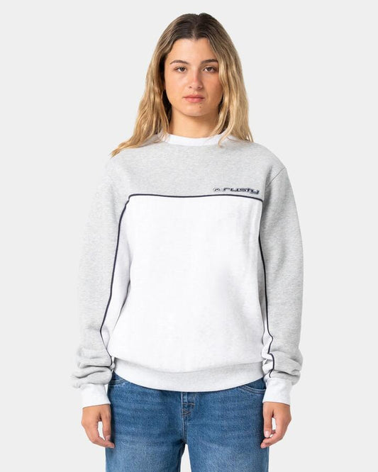 Image of Accessories. Product name - Rusty Womens Polar Popped Panelled Crew Neck Grey Marle in Grey Marle colour by brand - Rusty