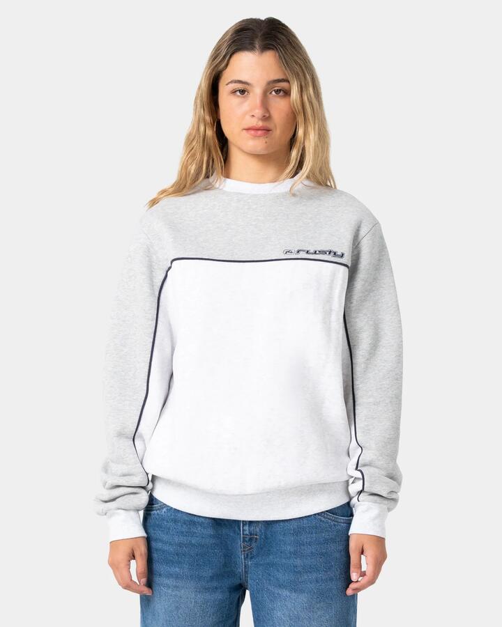 Image of Accessories. Product name - Rusty Womens Polar Popped Panelled Crew Neck Grey Marle in Grey Marle colour by brand - Rusty