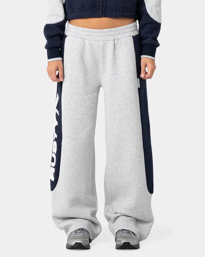 Image of a model wearing Pants. Product name - Rusty Womens Harvest Balloon Track Pants Grey Marle in Grey Marle colour by brand - Rusty