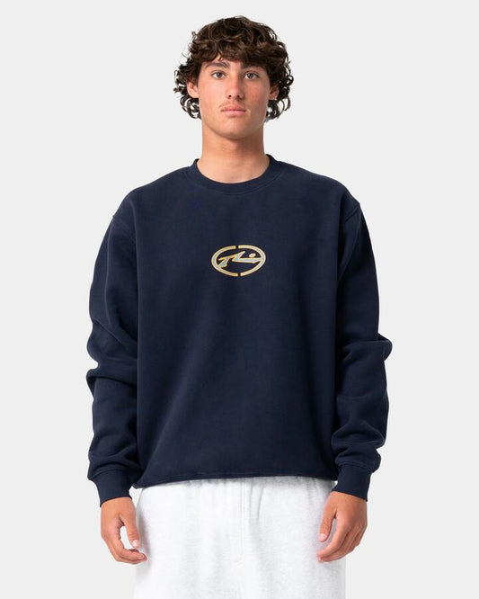 Image of Accessories. Product name - Rusty Mens Turbo Crew Neck Navy in Navy colour by brand - Rusty