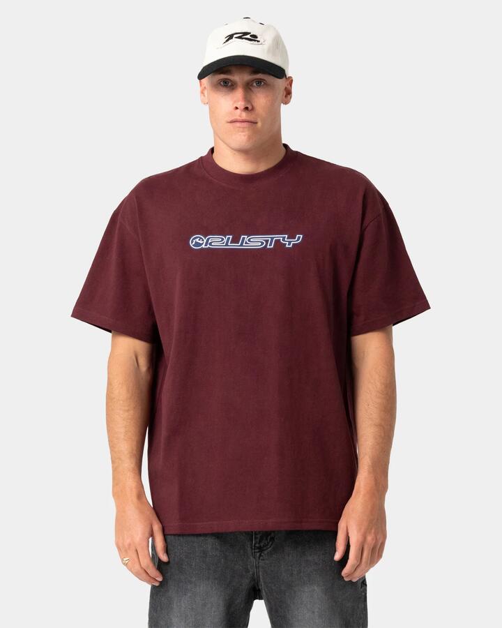 Image of T-Shirts. Product name - Rusty Mens Flip Daddy 2.0 T-Shirt Burgundy in Burgundy colour by brand - Rusty