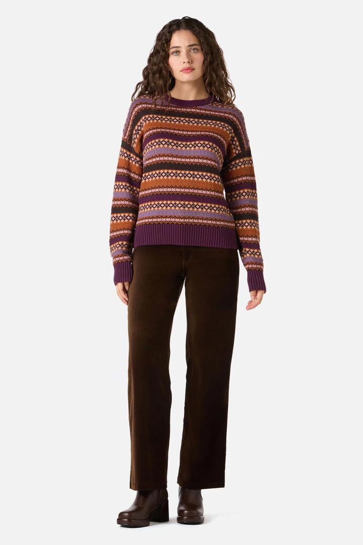 Image of a model wearing Outerwear. Productname: Fairisle Knit Jumper in Green colour by brand - Princess Highway