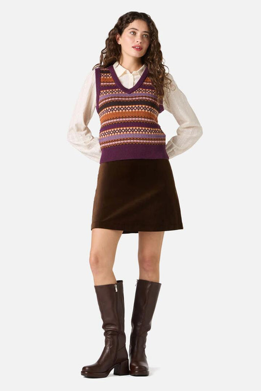 Image of Coats & Jackets. Product name - Fairisle Knit Vest in Grape colour by brand - Princess Highway