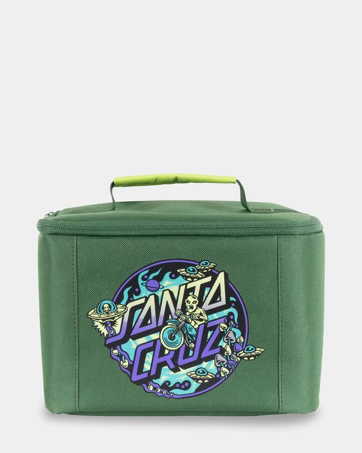 Image of Accessories. Product name - Santa Cruz Winkowski Dope Planet 2 Dot Lunchbox Dark Green in Dark Green colour by brand - Santa Cruz