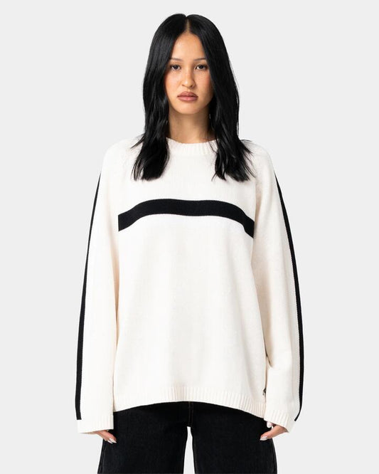 Image of Accessories. Product name - Rusty Womens White Lines Crew Neck Cream / Black in Cream / Black colour by brand - Rusty