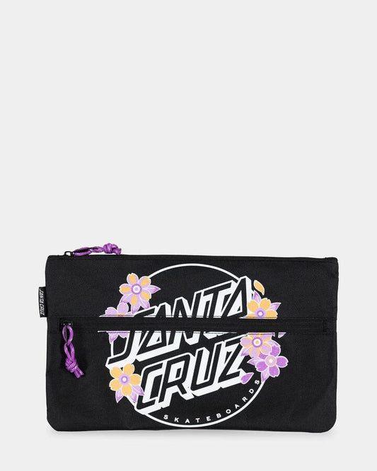 Image of Accessories. Product name - Santa Cruz Blooming Stack Dot Pencil Case Black in Black colour by brand - Santa Cruz