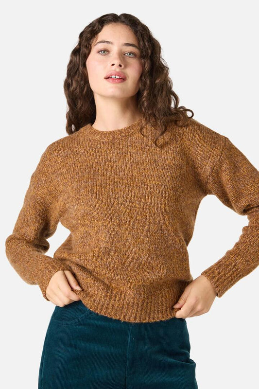 Image of a model wearing Outerwear. Productname: Cute Cozy Wool Blend Jumper in Toffee colour by brand - Princess Highway
