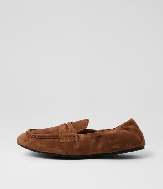 Image of Flats. Product name - Willbe Deep Brown Leather Loafers in Deep Brown colour by brand - MOLLINI