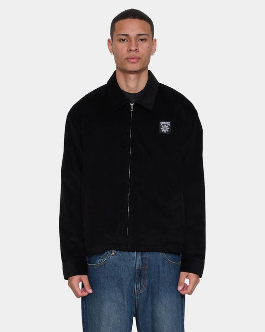Image of Coats & Jackets. Product name - Thrills Mens Stagger Coach Jacket Black in Black colour by brand - Thrills