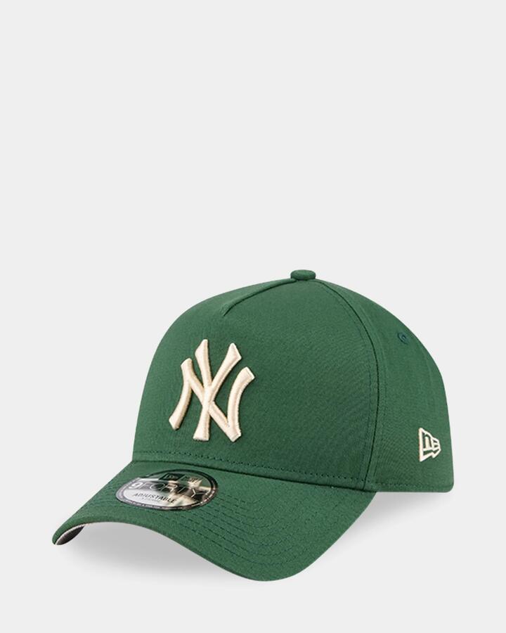 Image of Hats. Product name - New Era 9Forty A-Frame New York Yankees Cap Dark Green in Dark Green colour by brand - New Era