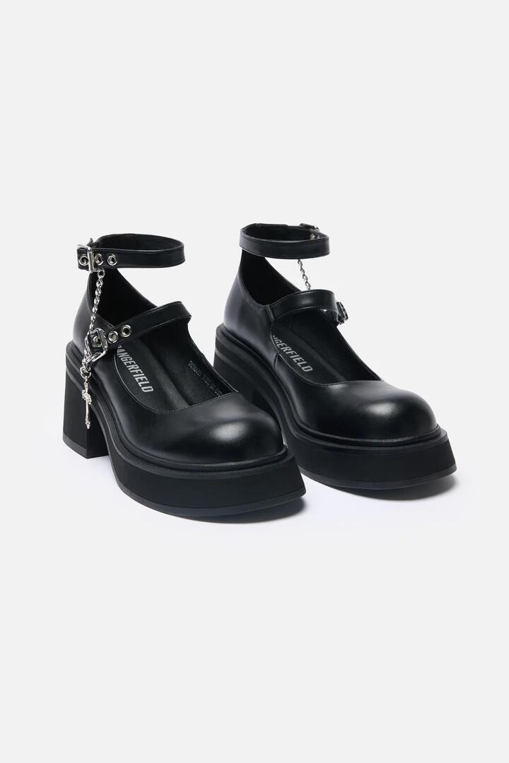 Image of Flats. Productname: Cross Charm Mary Jane in Black colour by brand - Dangerfield