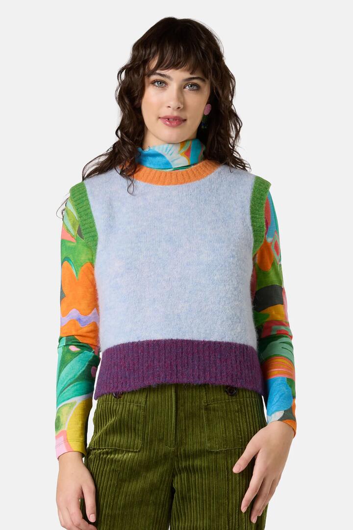 Image of Coats & Jackets. Product name - Delilah Alpaca Knit Vest in Blue colour by brand - Gorman