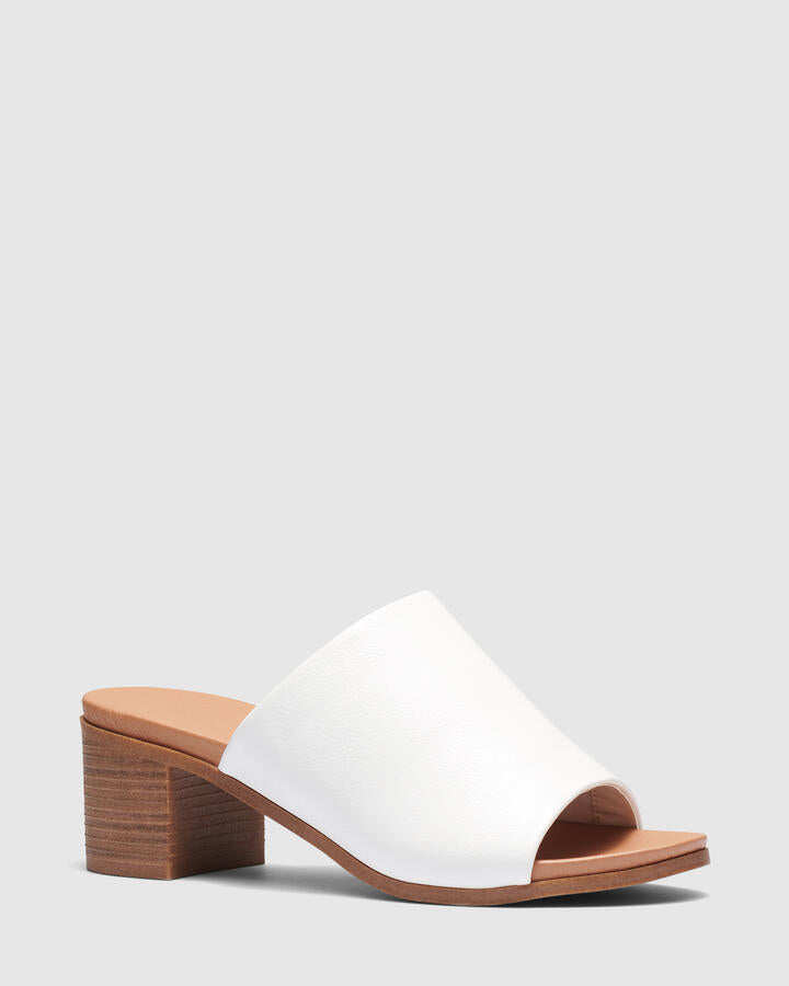 Image of Heels. Product name - Fussy White Vegan Heels in Multi colour by brand - Novo