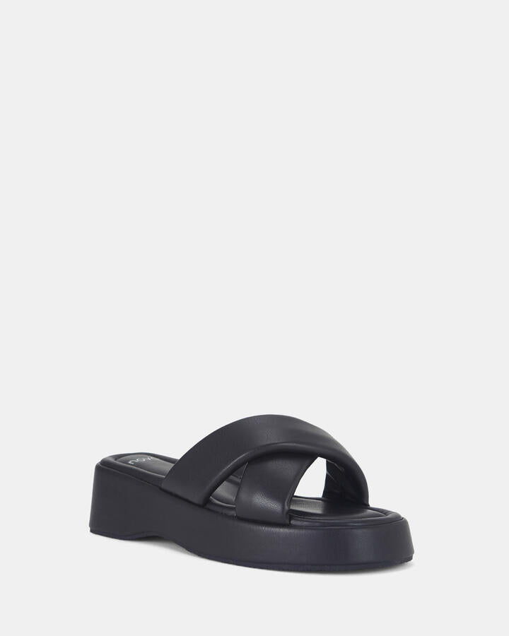 Image of Sandals. Product name - Brianna Black Vegan Sandals in Black colour by brand - Novo