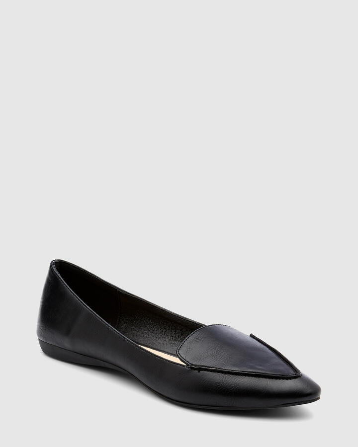 Image of Flats. Product name - Colorado Black Vegan Flats in Black colour by brand - Novo
