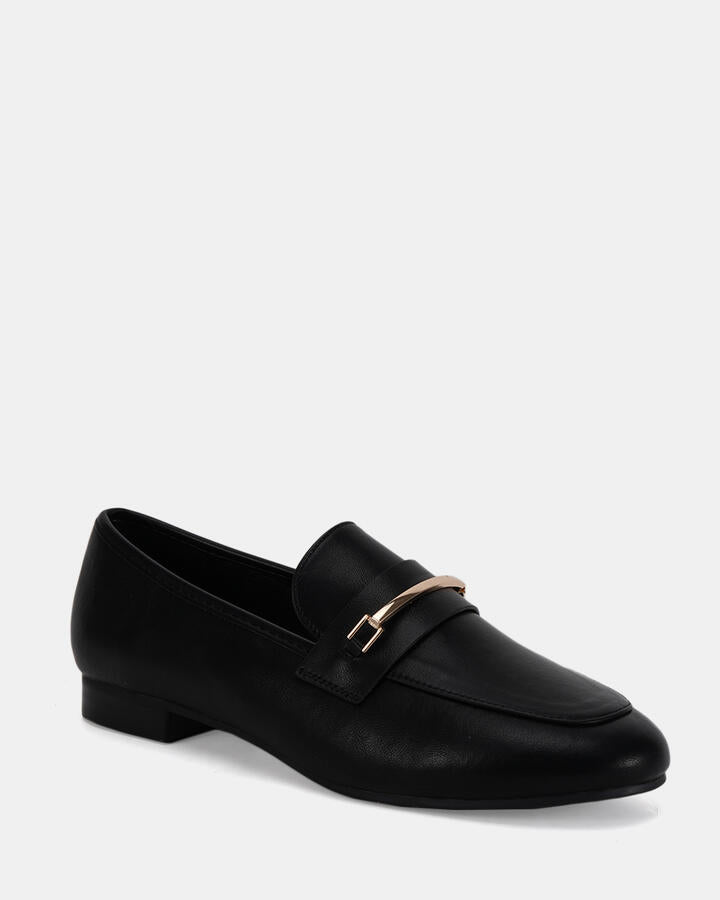Image of Flats. Product name - Camello Black Vegan Flats in Black colour by brand - Novo