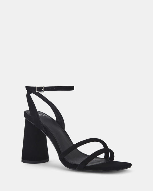Image of Heels. Product name - Larkin Black Vegan Heels in Black colour by brand - Novo