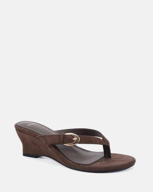 Image of Boots. Product name - Zope Espresso Suede Vegan Wedges in Espresso Suede colour by brand - Novo
