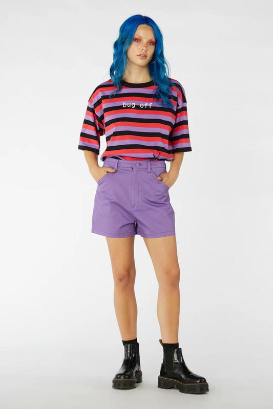 Image of a model wearing Shorts. Productname: Butterfly Cotton Shorts in Purple colour by brand - Black Friday