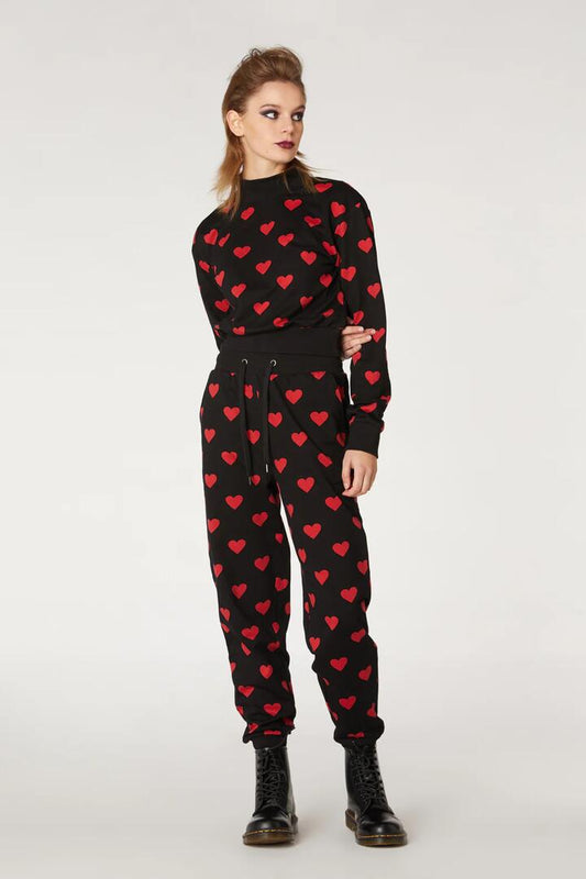 Image of a model wearing Outerwear. Productname: Hey Lover Sweat Pant in Black colour by brand - Dangerfield