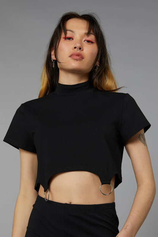 Image of a model wearing Tops. Productname: Cut You Off Top in Black colour by brand - Black Friday