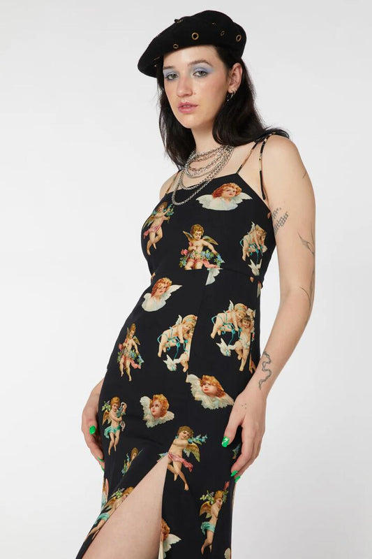 Image of Dresses. Productname: Cherub Viscose Slip Dress in Black colour by brand - Dangerfield