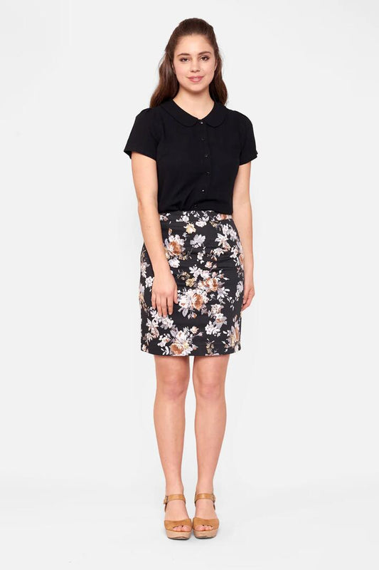 Image of a model wearing Skirts. Productname: Ginger Skirt in Navy colour by brand - Princess Highway