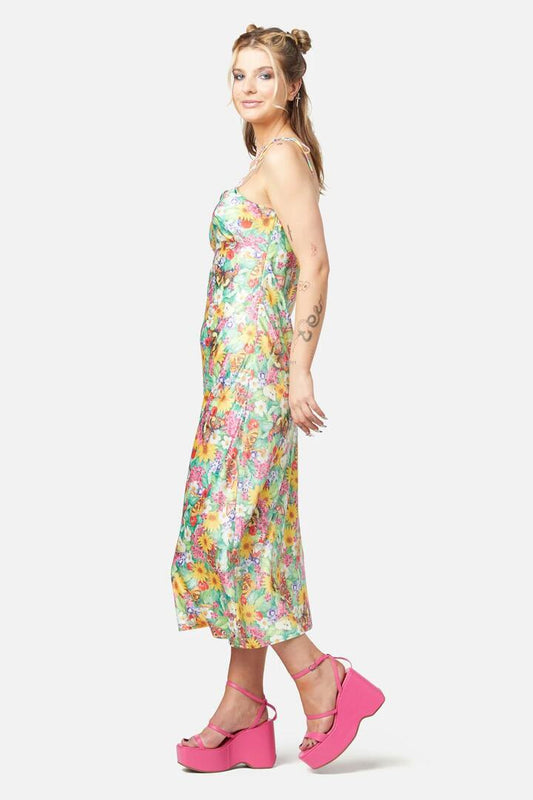 Image of Dresses. Productname: Glade Satin Slip Dress in Green colour by brand - Dangerfield