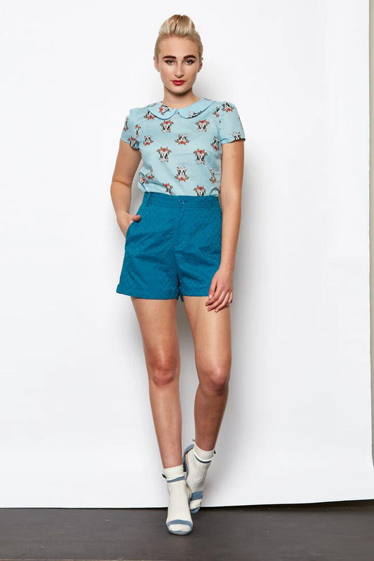 Image of a model wearing Shorts. Productname: By The Way Shorts in Midnight colour by brand - Dangerfield